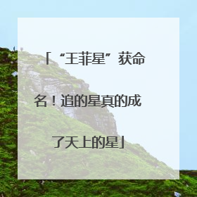 “王菲星”获命名！追的星真的成了天上的星