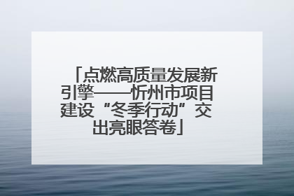 点燃高质量发展新引擎——忻州市项目建设“冬季行动”交出亮眼答卷