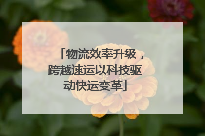 物流效率升级，跨越速运以科技驱动快运变革