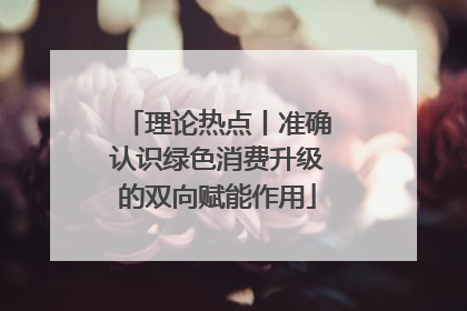 理论热点丨准确认识绿色消费升级的双向赋能作用