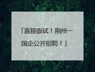 直接面试！荆州一国企公开招聘！