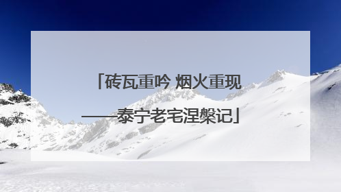 砖瓦重吟 烟火重现——泰宁老宅涅槃记