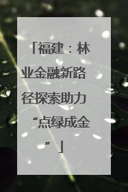 福建：林业金融新路径探索助力“点绿成金”