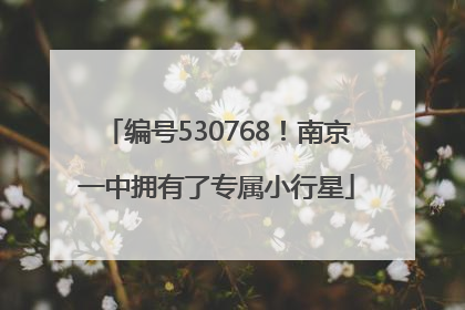 编号530768！南京一中拥有了专属小行星