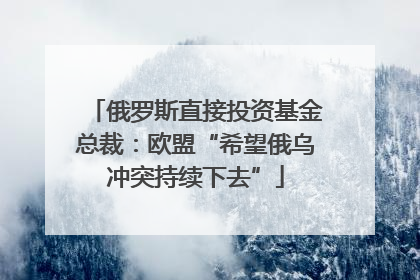 俄罗斯直接投资基金总裁：欧盟“希望俄乌冲突持续下去”