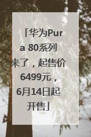 华为Pura 80系列来了，起售价6499元，6月14日起开售