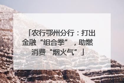 农行鄂州分行：打出金融“组合拳”，助燃消费“烟火气”