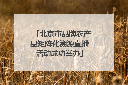 北京市品牌农产品矩阵化溯源直播活动成功举办