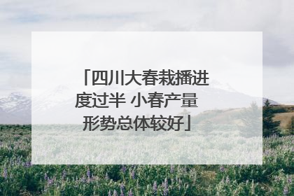 四川大春栽播进度过半 小春产量形势总体较好