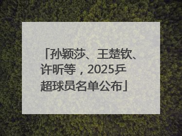 孙颖莎、王楚钦、许昕等，2025乒超球员名单公布