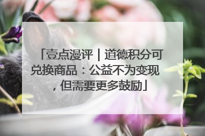 壹点漫评｜道德积分可兑换商品：公益不为变现，但需要更多鼓励