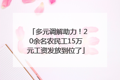 多元调解助力！20余名农民工15万元工资发放到位了