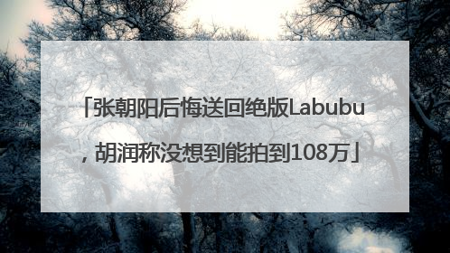 张朝阳后悔送回绝版Labubu，胡润称没想到能拍到108万
