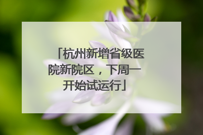 杭州新增省级医院新院区，下周一开始试运行