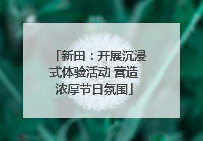 新田：开展沉浸式体验活动 营造浓厚节日氛围
