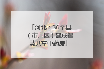 河北：36个县（市、区）建成智慧共享中药房