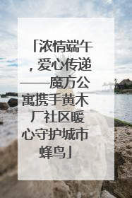 浓情端午，爱心传递——魔方公寓携手黄木 厂社区暖心守护城市蜂鸟