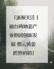 浙报关注丨丽台两地姜产业抱团创新发展 缙云黄姜跨界俏销
