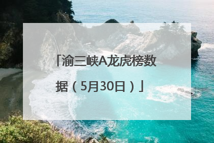 渝三峡A龙虎榜数据（5月30日）