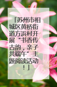 苏州市相城区黄桥街道方浜村开展“书香传古韵，亲子共端午”主题阅读活动！