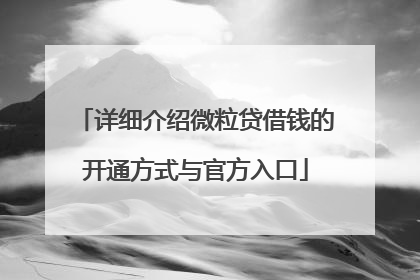 详细介绍微粒贷借钱的开通方式与官方入口