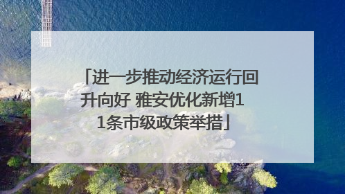 进一步推动经济运行回升向好 雅安优化新增11条市级政策举措