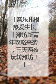 音乐扎根 热爱生长丨潍坊新青年攻略来袭，三天两夜玩转潍坊！