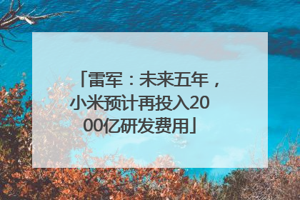 雷军：未来五年，小米预计再投入2000亿研发费用